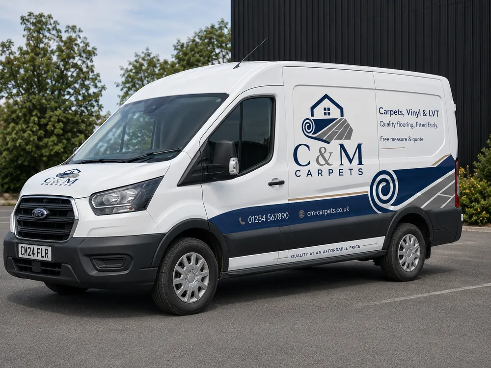 C&M Carpets branded fitting van
